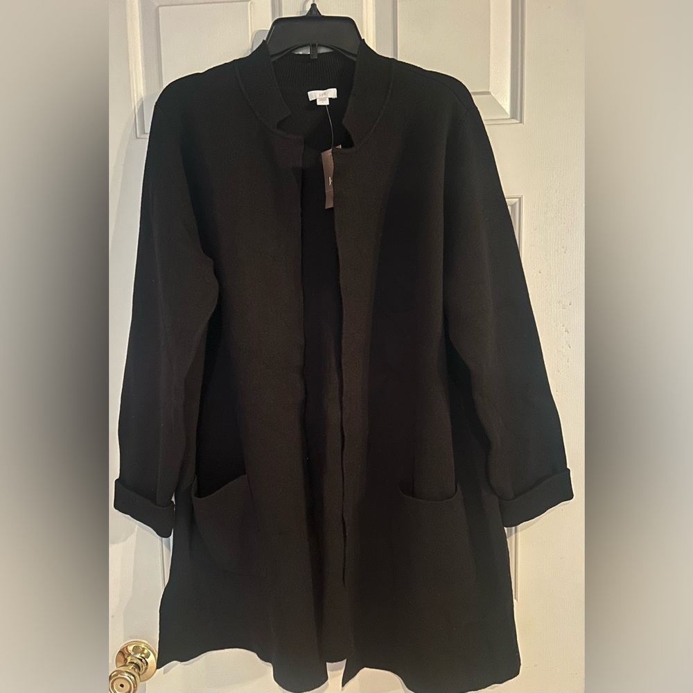J.Jill Black Open Front Jacket W/Pockets. L. NWT.